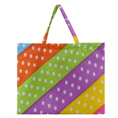 Colorful Easter Ribbon Background Zipper Large Tote Bag by Simbadda