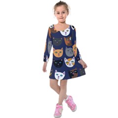 Cat  Kids  Long Sleeve Velvet Dress by BubbSnugg