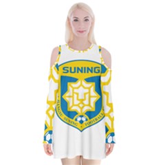 Jiangsu Suning F.C. Velvet Long Sleeve Shoulder Cutout Dress