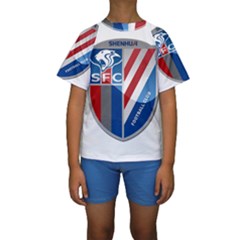 Shanghai Greenland Shenhua F C  Kids  Short Sleeve Swimwear by Valentinaart