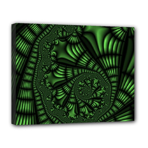 Fractal Drawing Green Spirals Canvas 14  X 11  by Simbadda