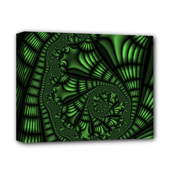 Fractal Drawing Green Spirals Deluxe Canvas 14  x 11 