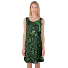 Fractal Drawing Green Spirals Sleeveless Satin Nightdress by Simbadda