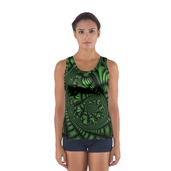 Fractal Drawing Green Spirals Women s Sport Tank Top  by Simbadda