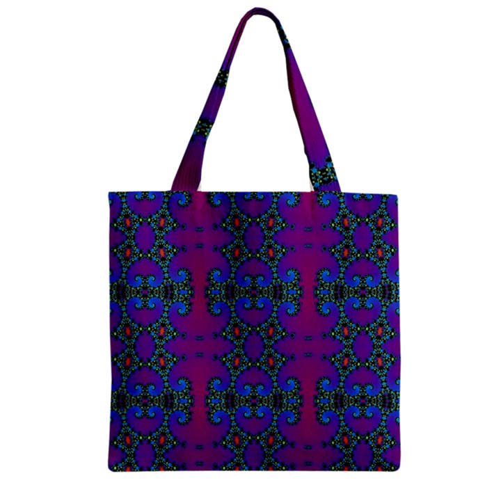 Purple Seamless Pattern Digital Computer Graphic Fractal Wallpaper Zipper Grocery Tote Bag