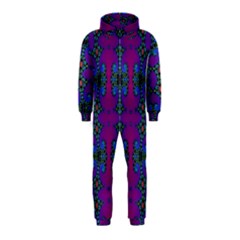 Purple Seamless Pattern Digital Computer Graphic Fractal Wallpaper Hooded Jumpsuit (kids) by Simbadda