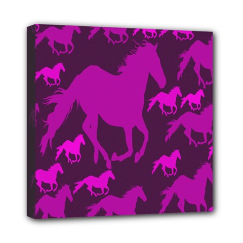 Pink Horses Horse Animals Pattern Colorful Colors Mini Canvas 8  X 8  by Simbadda