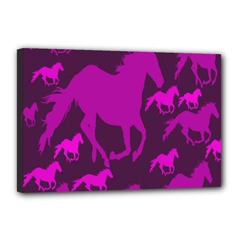 Pink Horses Horse Animals Pattern Colorful Colors Canvas 18  X 12  by Simbadda