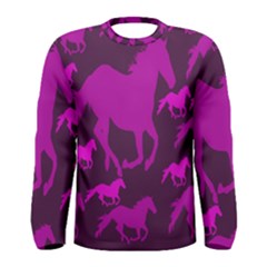 Pink Horses Horse Animals Pattern Colorful Colors Men s Long Sleeve Tee by Simbadda