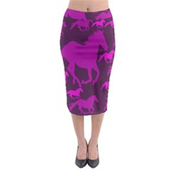 Pink Horses Horse Animals Pattern Colorful Colors Midi Pencil Skirt by Simbadda