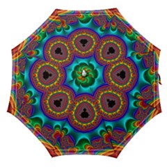 3d Glass Frame With Kaleidoscopic Color Fractal Imag Straight Umbrellas by Simbadda