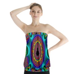 3d Glass Frame With Kaleidoscopic Color Fractal Imag Strapless Top by Simbadda