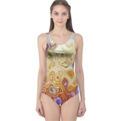 Space Abstraction Background Digital Computer Graphic One Piece Swimsuit by Simbadda