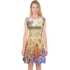 Space Abstraction Background Digital Computer Graphic Capsleeve Midi Dress by Simbadda