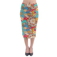 Blue Floral Midi Pencil Skirt by lollyshop