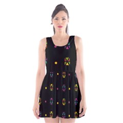 Abstract A Colorful Modern Illustration Black Background Scoop Neck Skater Dress by Simbadda