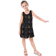 Abstract A Colorful Modern Illustration Black Background Kids  Sleeveless Dress by Simbadda