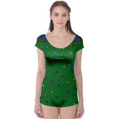 Green Abstract A Colorful Modern Illustration Boyleg Leotard  by Simbadda