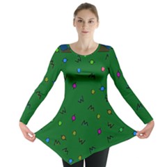 Green Abstract A Colorful Modern Illustration Long Sleeve Tunic  by Simbadda