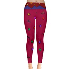 Red Abstract A Colorful Modern Illustration Leggings  by Simbadda