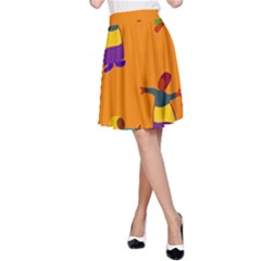 A Colorful Modern Illustration For Lovers A-line Skirt by Simbadda