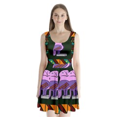 Owl A Colorful Modern Illustration For Lovers Split Back Mini Dress  by Simbadda