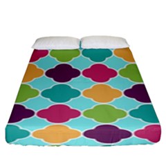 Colorful Quatrefoil Pattern Wallpaper Background Design Fitted Sheet (king Size) by Simbadda