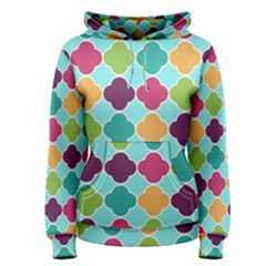 Colorful Quatrefoil Pattern Wallpaper Background Design Women s Pullover Hoodie by Simbadda