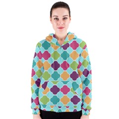 Colorful Quatrefoil Pattern Wallpaper Background Design Women s Zipper Hoodie by Simbadda