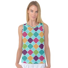 Colorful Quatrefoil Pattern Wallpaper Background Design Women s Basketball Tank Top by Simbadda