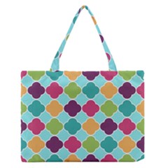 Colorful Quatrefoil Pattern Wallpaper Background Design Medium Zipper Tote Bag by Simbadda