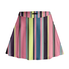 Seamless Colorful Stripes Pattern Background Wallpaper Mini Flare Skirt by Simbadda