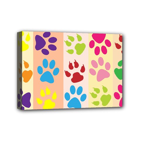 Colorful Animal Paw Prints Background Mini Canvas 7  X 5  by Simbadda