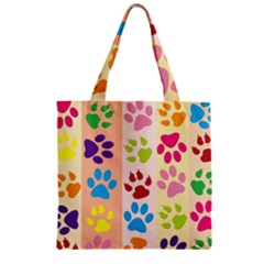 Colorful Animal Paw Prints Background Zipper Grocery Tote Bag