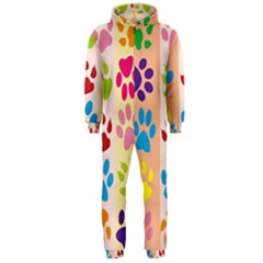 Colorful Animal Paw Prints Background Hooded Jumpsuit (men)  by Simbadda