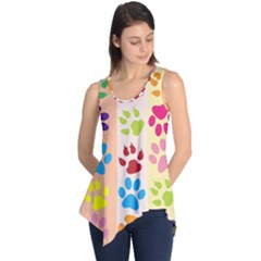 Colorful Animal Paw Prints Background Sleeveless Tunic by Simbadda