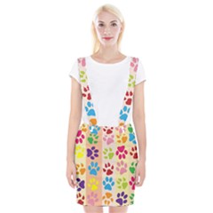 Colorful Animal Paw Prints Background Suspender Skirt by Simbadda