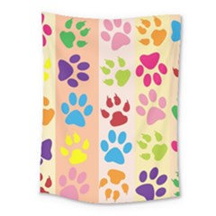 Colorful Animal Paw Prints Background Medium Tapestry by Simbadda