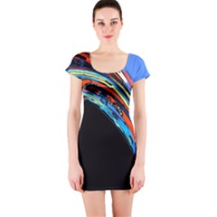 Multicolor Abstract Painting  Short Sleeve Bodycon Dress by GabriellaDavid