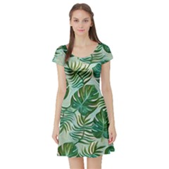 Tropical Green Short Sleeve Skater Dress by GabriellaDavid