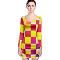 Squares Colored Background Long Sleeve Bodycon Dress View1