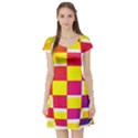 Squares Colored Background Short Sleeve Skater Dress View1