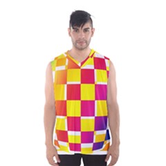 Squares Colored Background Men s Basketball Tank Top by Simbadda