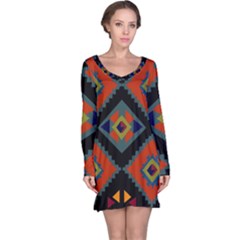 Abstract A Colorful Modern Illustration Long Sleeve Nightdress by Simbadda