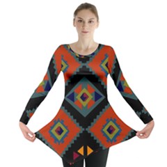 Abstract A Colorful Modern Illustration Long Sleeve Tunic  by Simbadda