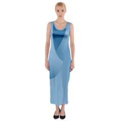 Abstract Blue Background Swirls Fitted Maxi Dress by Simbadda