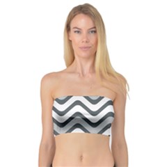 Shades Of Grey And White Wavy Lines Background Wallpaper Bandeau Top by Simbadda