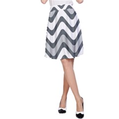 Shades Of Grey And White Wavy Lines Background Wallpaper A-line Skirt by Simbadda