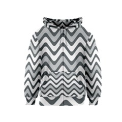 Shades Of Grey And White Wavy Lines Background Wallpaper Kids  Zipper Hoodie by Simbadda