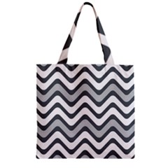 Shades Of Grey And White Wavy Lines Background Wallpaper Zipper Grocery Tote Bag